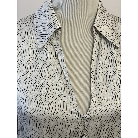 Massimo Dutti Blouse Button Up •Women 8/40• Top Swirls Dots Shirt Satin - Picture 6 of 13